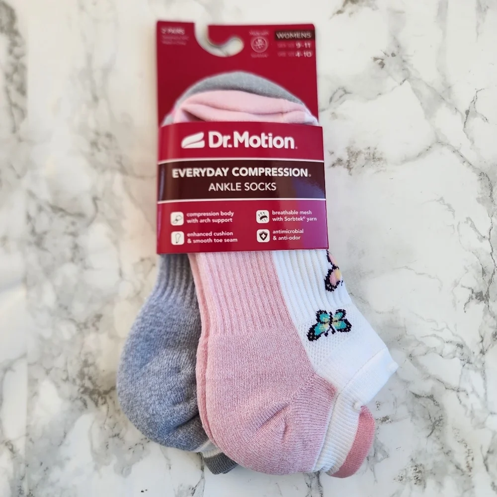 Dr. Motion Ankle Socks 6 Pairs Compression Socks Size Socks 9–11 Shoe 4-10